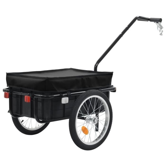 Remorque de bicyclette/chariot à main - VIDAXL - 155x61x83 cm - Mixte - Noir - Vélo loisir