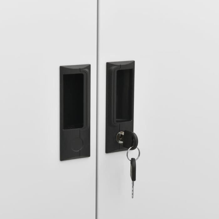 armoire de bureau - vidaxl - gris clair - 90x40x180 cm - acier - 4 portes et étagères réglables