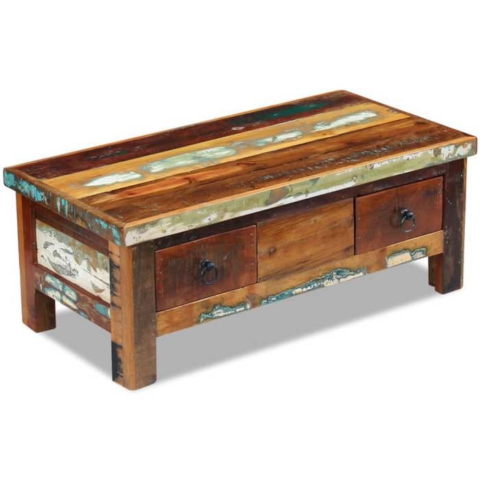 vidaXL Table basse à tiroirs Bois de récupération 90x45x35 cm 243321