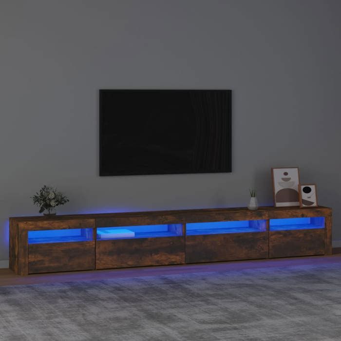 vidaXL Meuble TV avec Lumières LED Centre de Divertissement Rangement Meuble Média Meuble de Salon Salle de Séjour Maison 3152751