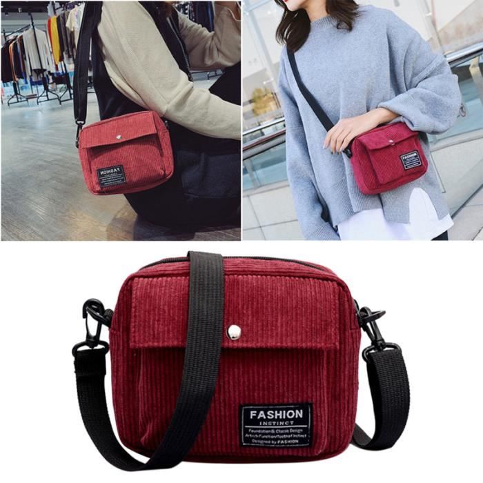 Sac Bandoulière BCBGirls Velours Côtelé Noir - Grand, Unique