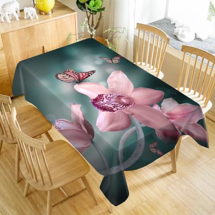 NAPPE DE TABLE ,tablecloths 3100X140cmFleur'orchidée Nappe Lavable Tissu Épaissir Oxford