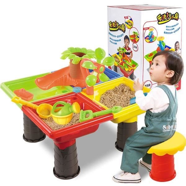 JOUET DE PLAGE D Bo te de Table eau et sable pour b b cr atif pour l t jouets de plage en plein air roue eau ensemble d