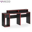 Bureau gamer VICCO Kron - Noir/Rouge - Bureau informatique en angle avec étagères et tiroir-1