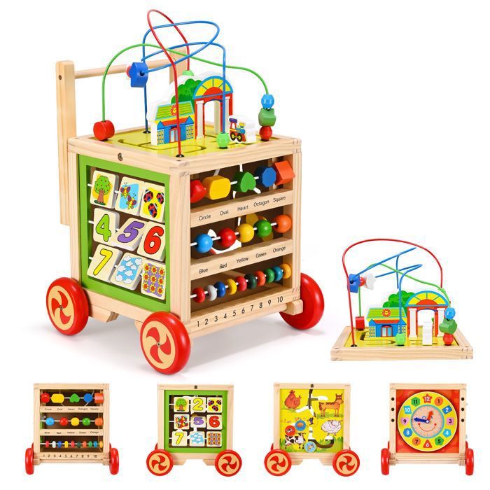 TTLIFE 6 en 1 Trotteur bebe Trotteur bois Pour Bebe Multifonctionnel avec Panneau de Jeu chariot de marche pour garcons filles Cdiscount Puericulture Eveil bebe
