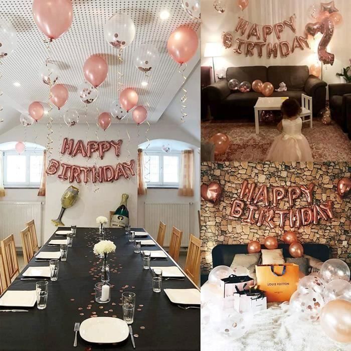 HOWAF Or Rose 18 Ans Anniversaire Décorations Pour Filles, Or Rose 18 Anniversaire Hanging Swirl Decorations Guirlande & Joyeux Anniversaire Happy Birthday 18e Table Confettis