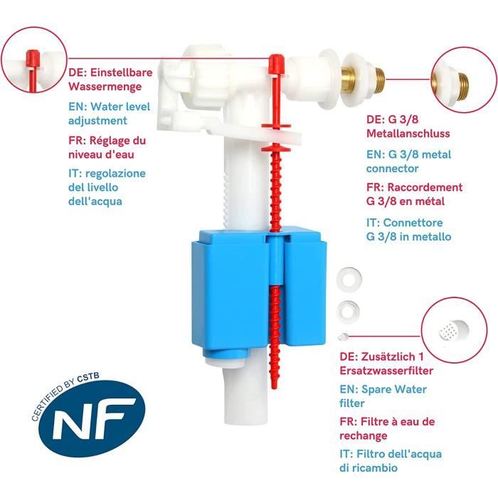 Flotteur WC Universelle-Mecanisme Chasse d'eau WC [INCLUS Filtre +