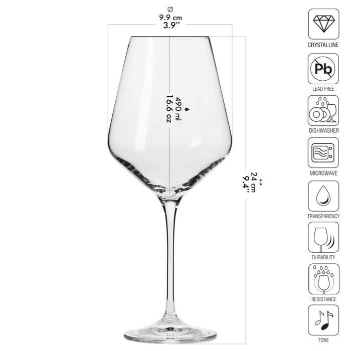 Lot de 6 verres à vin blanc 250 mL, longs pieds noirs, transparents :  : Cuisine et Maison