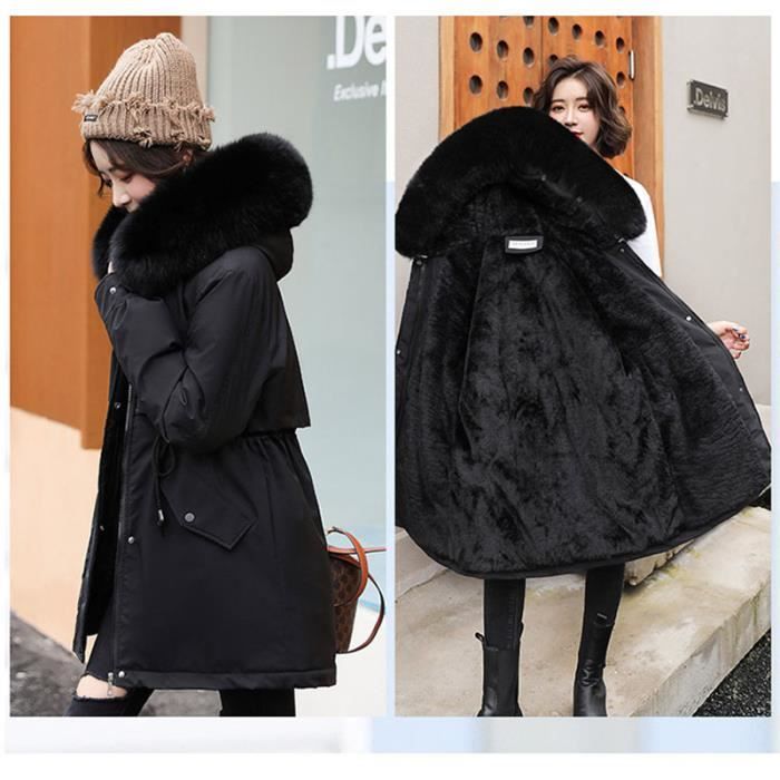 Femme Doudoune en Fausse Fourrure avec col en Fourrure Doudoune Chaud Doux Doudoune de Transition Isolante Noir Le noir Cdiscount Pret a Porter
