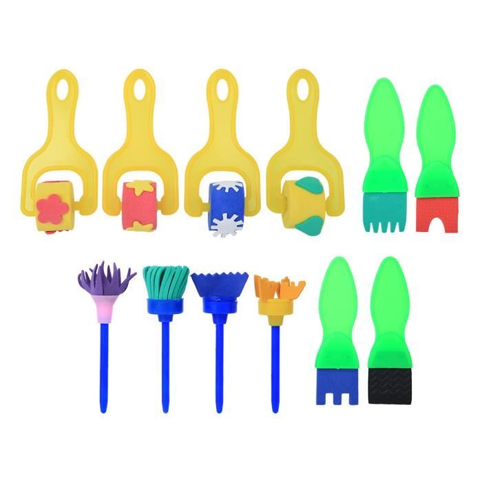 Kit Peinture 47 Pièces – Pinceaux, Éponges, Tampons Lettres Et Motifs – DIY Créatif Pour Enfants 1-6 Ans