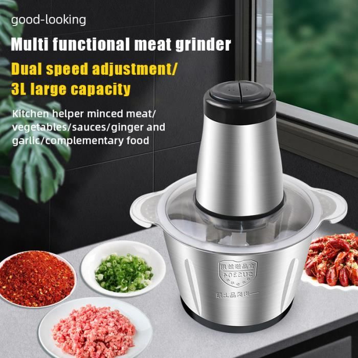 Hachoir à viande électrique domestique en acier inoxydable, 3l, 2 vitesses, 300W, haute puissance, mélangeur de cuisine acheter à prix bas - livraison gratuite, avis réels avec des photos