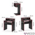 Bureau gamer VICCO Kron - Noir/Rouge - Bureau informatique en angle avec étagères et tiroir-2