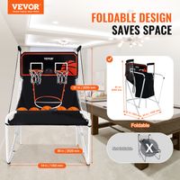 Jeu d'arcade de Basketball VEVOR Pliable 2 joueurs Domicile 5 ballons bord électronique,pompe gonflage enfants adultes Noir,Blanc Sport Jeu d'arcade de Basketball VEVOR Pliable 2 joueurs Domicile 5 ballons bord électronique,pompe gonflage enfants adultes Noir,Blanc Sport