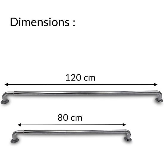 Tringle à rideaux incurvée - Kit barre dressing extensible longueur 80 à  120 cm en métal noir mat - Diamètre 16-19 mm - Montag[887] - Cdiscount  Maison