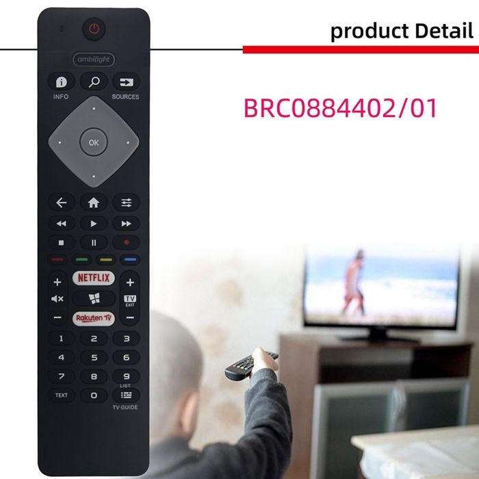 Telecomando Universale Compatibile Philips BRC0884301/01 Per TV Serie 43PFS6855, 43PUS6504 E Simili