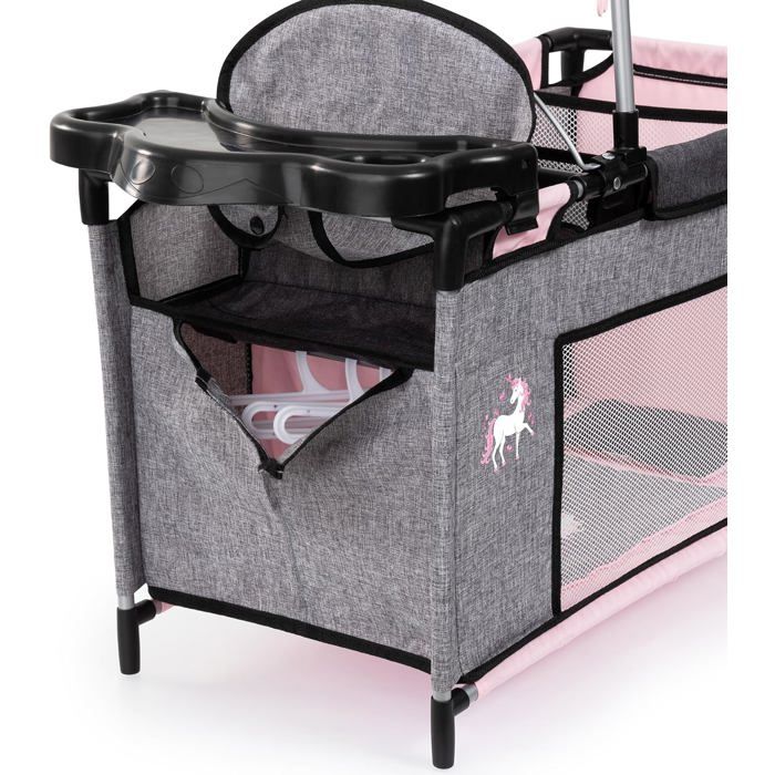 Bayer Design Lit De Poupée Avec Chaise Haute, Table à Langer Et Mobile - Gris Rose
