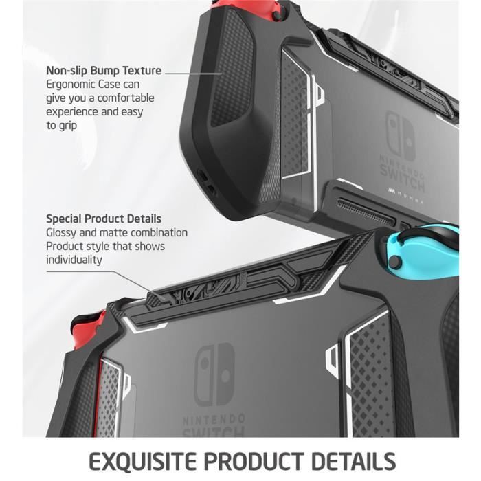 Coque de protection Nintendo Switch, housse de poignée de boîtier dockable  améliorée pour Nintendo Switch, étui de protection ergonomique pour Nintendo  Switch (noir)