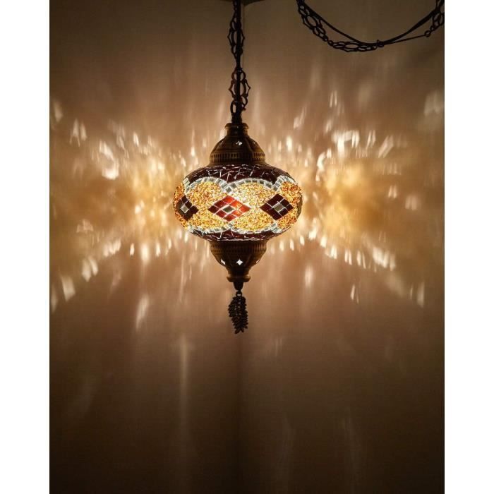 Plafonnier Turc Marocain En Mosaïque, Luminaire Suspendu Avec Cordon De