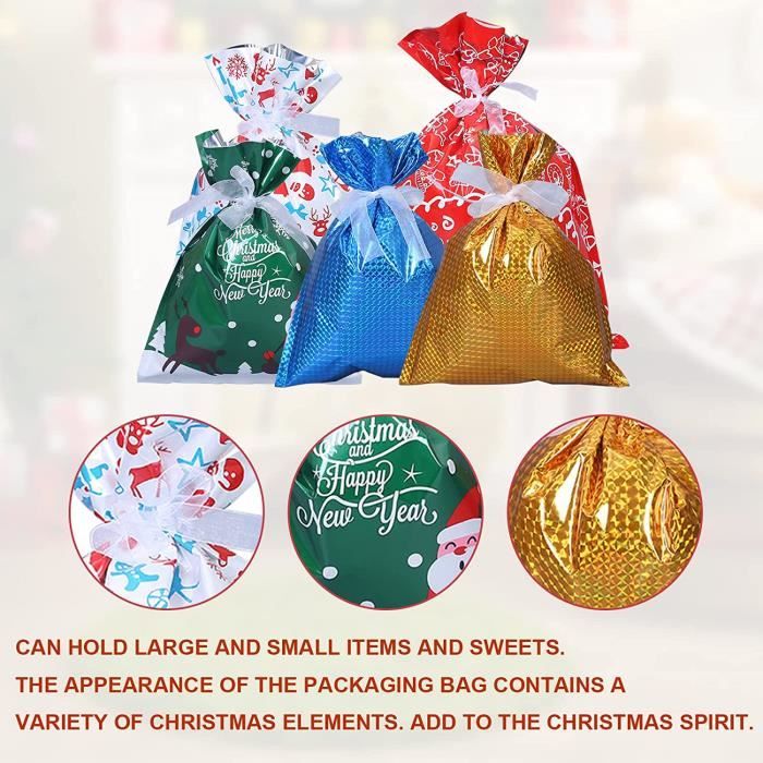 30PCS Grand Sac Cadeaux Noel Sachet Gateau Noel Sachets Biscuits