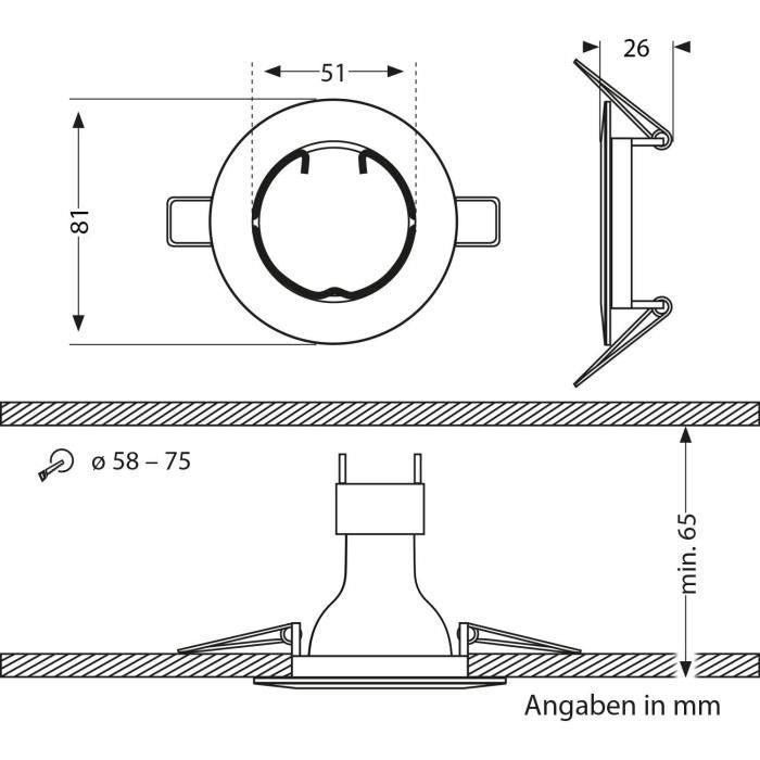 Lot De 6 Cadres Encastrés Noirs Pour Plafond - Orientables 30°, Compatibles GU10/GU5.3, Acier, Installation Facile