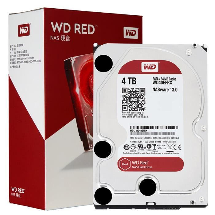 Disque dur Western Digital WD Red NAS 4 To - Classe 5400 tr / min SATA 6 Go  / S 64 Mo de mémoire cache 3,5 pouces pour Decktop Nas - Cdiscount  Informatique