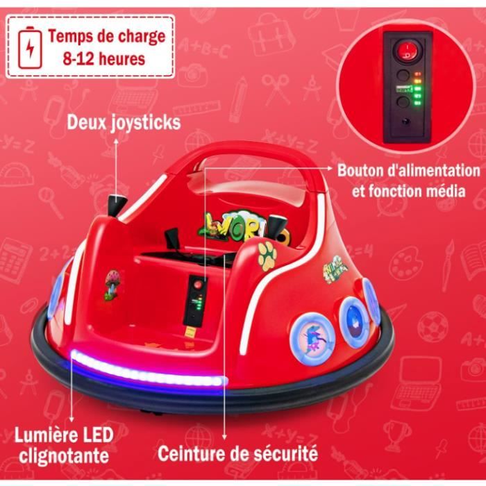 GOPLUS Voiture Auto-Tamponneuse Électrique pour Enfants avec Télécommande, Auto Tournante avec Pare-chocs,Lampes à LED,Rose - Jeux - Jouets GOPLUS Voiture Auto-Tamponneuse Électrique pour Enfants avec Télécommande, Auto Tournante avec Pare-chocs,Lampes à LED,Rose - Jeux - Jouets