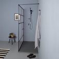 Cabine de douche à l'italienne 110cm verre clair cadre noir - Noir - Verre-3