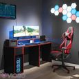 Bureau gamer VICCO Kron - Noir/Rouge - Bureau informatique en angle avec étagères et tiroir-3