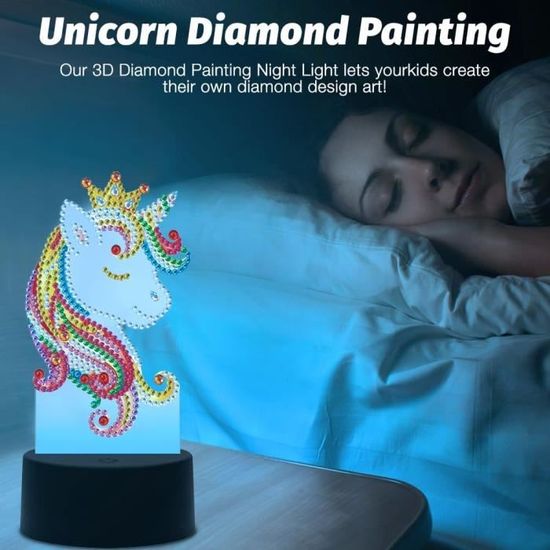 Diamant peinture lampe de nuit carte bricolage peinture décorative lampe de  nuit chambre éclairage lampe de