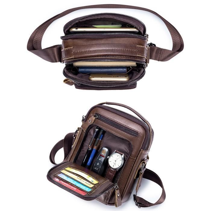 Sacoche homme MTOWSUC n2 bandouliere cuir PU Rigide Élégant Business