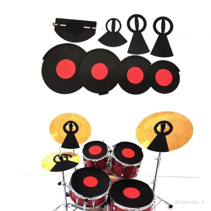 Ensemble De 7 Tampons De Sourdine De Batterie Et De Cymbale Pour Pratiquer  Le Son De Batterie Noir et rouge