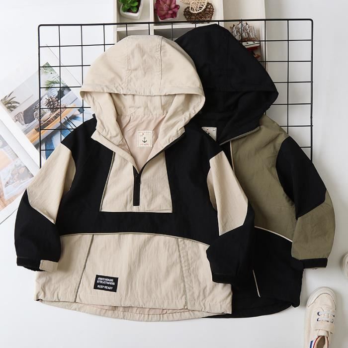 Blouson Garcon De 5 a 14 ans Bricolore Coupe vent Fashion Col Capuche Beige Cdiscount Sport