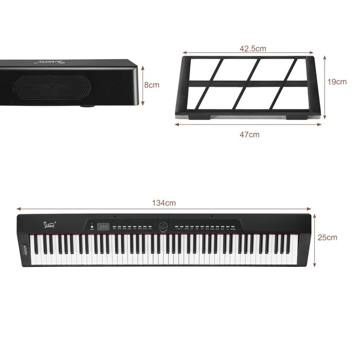 Piano Numérique Sonora B – 88 Touches Lestées, Support Bois, Triple Pédale, Connexion USB Et Casque, Design Noyer