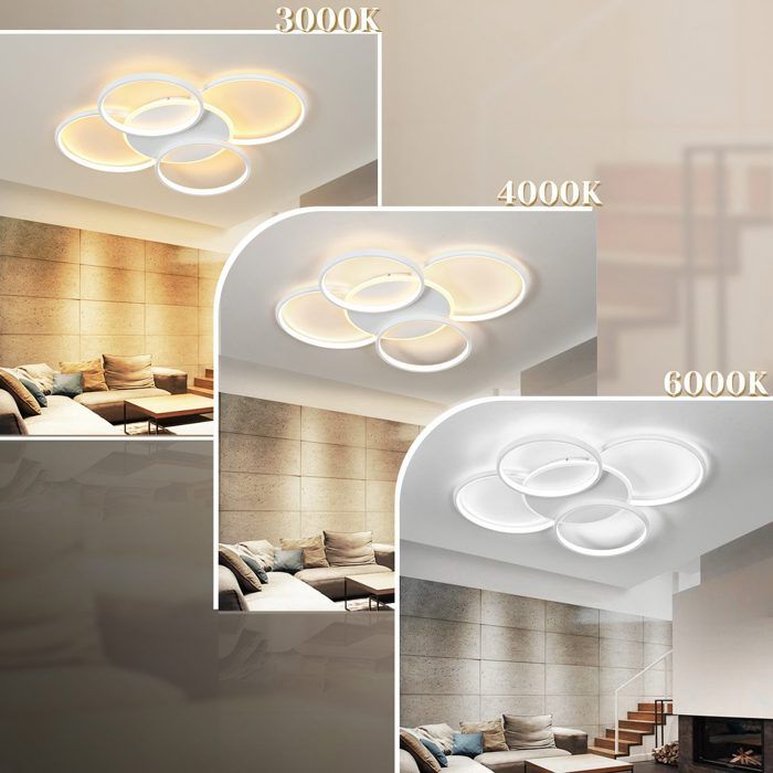 Suspension Moderne Plafonnier LED Lustre Aluminium LED 76W en Forme de Cercle 3 Anneaux - Décoration
