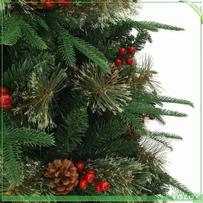 VINFUTUR 30pcs Branches de Sapin Branches de Pin Artificielles+20 Bouquets de Baies de Noël en Or Rouge, pour Arbre de noël Guirlande de Noël décoration de la Maison