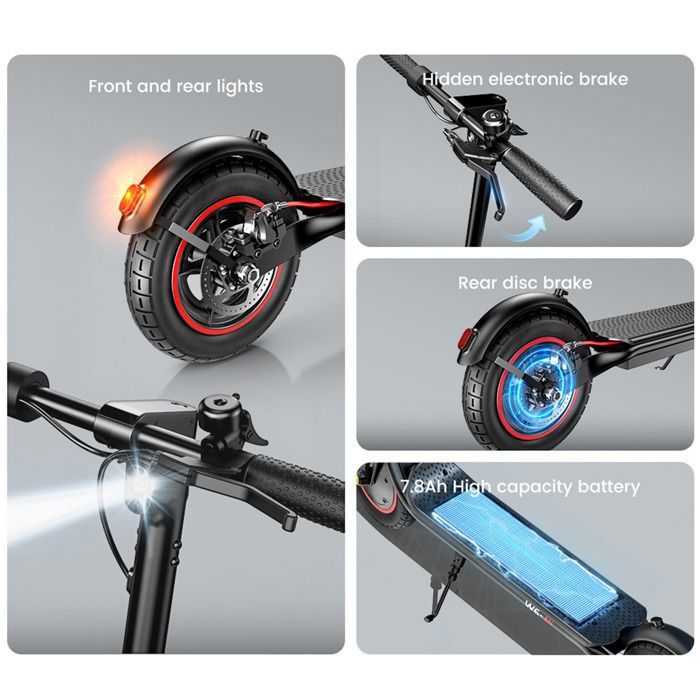 Trottinette Électrique Adulte Tout-Terrain - Moteur 500W, 25 Km/h, Autonomie 30 Km, Batterie 36V 10.4Ah, Pliable, Double Suspension, Freins à Tambour, APP & Écran LED, Charge 120 Kg