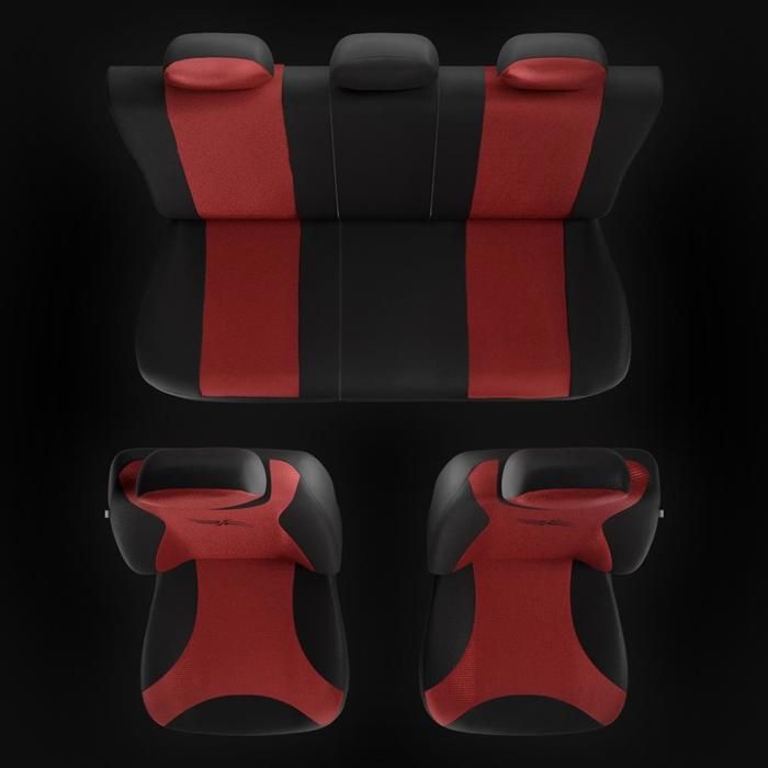 Housses De Sièges Voiture Peugeot 208 2015-2020 - Ensemble Complet Respirant Antidérapant Rouge, Protection Totale Intérieur Auto