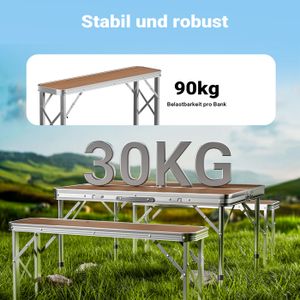 Set table 4 chaises tabouret pliable portable extérieur picnic camping aluminium
