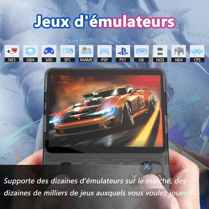 R36XX Console Rétro Portable 3.5" IPS 64Go – +20 000 Jeux Classiques, Linux Open Source, Batterie 3200mAh Noir