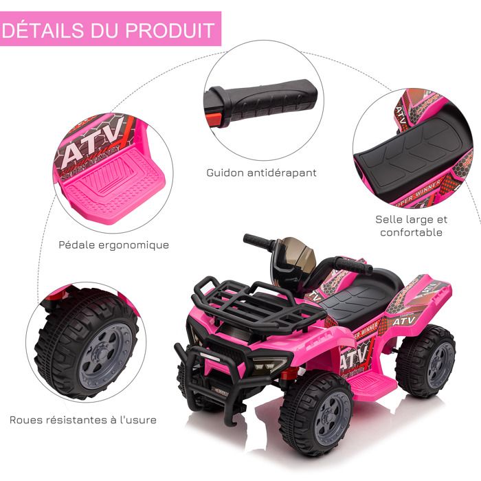 Quad Buggy électrique Enfant 12 V 8 Km/h Max. Voiture électrique Enfant