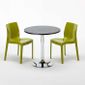 Table Ronde Noir Et 2 Chaises Colorees Polypropylene Set Interieur