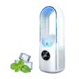 Climatiseur silencieux, Ventilateur de Refroidissement, Refroidisseur d'air évaporatif Silencieux Sans Lames, Ventilateur(Blanc)