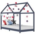 Meub}9837Haut de gamme Luxueux - Lit enfant cabane - Cadre de lit d'enfant Structure de lit Garçons Filles -Gris  Bois de pin massif-0
