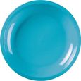 Assiette plate et ronde bleu turquoise incassable 22cm (x10) REF/52750-0