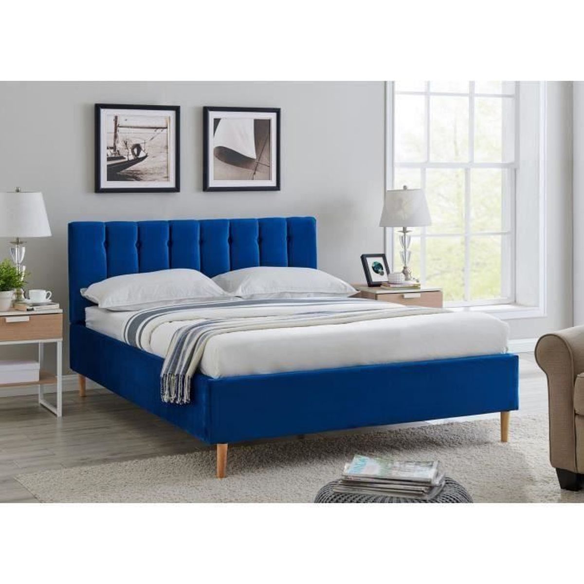 Lit Capitonne Velours Achat Vente Pas Cher