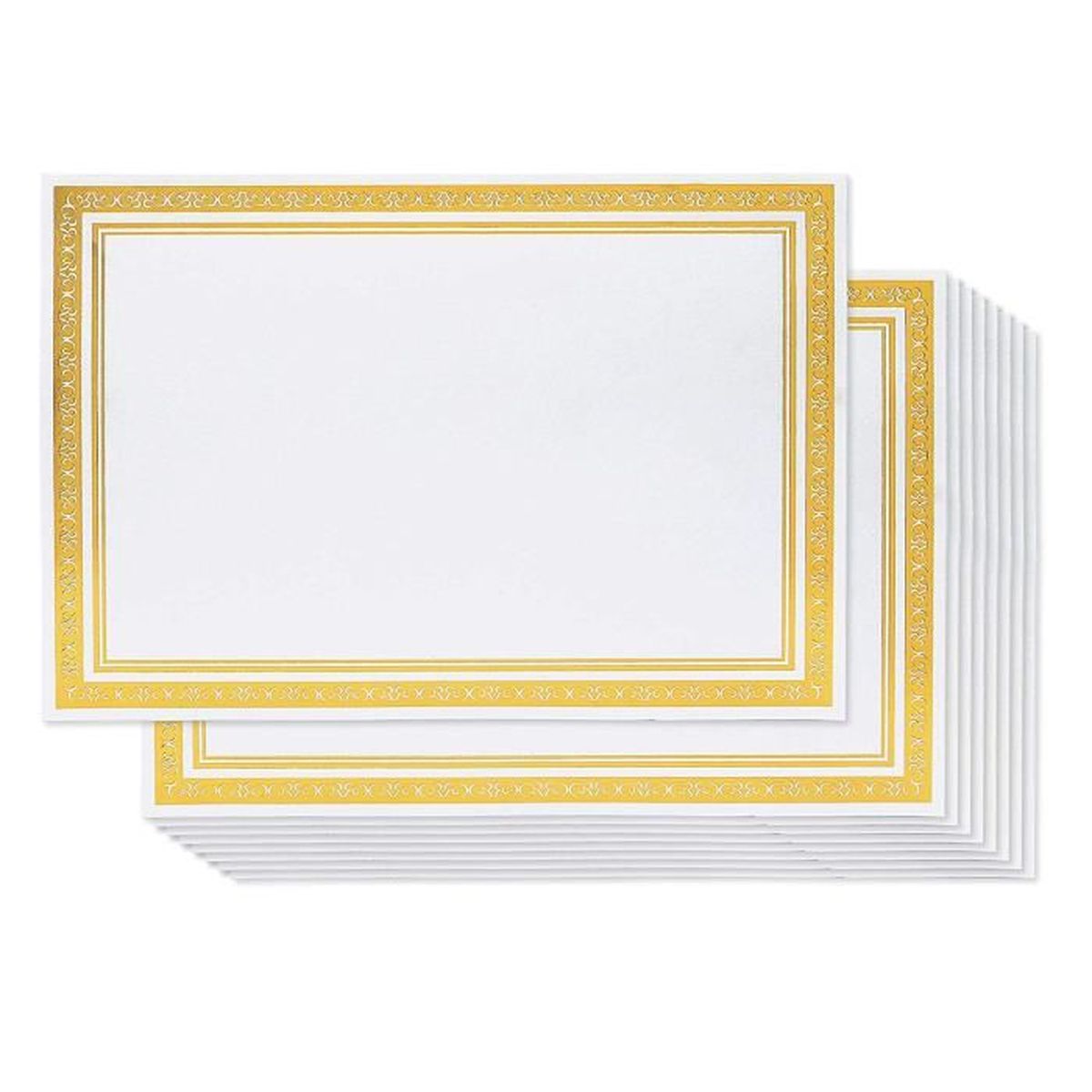 Tomaibaby 5Pcs Certificats de Récompense Papier de Certificat Vierge A4 Feuille de Certificat de Diplôme de Frontière Bleue 12K pour Les Produits Décole de Bureau 