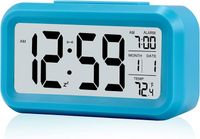 Réveil Numérique Petite Horloge De Table Alimentée Par Batterie Avec Date Température Interne - Bleu