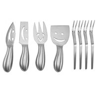 Fourchette de table Smiley, ensemble de 4 couteaux et fourchettes en acier inoxydable, couteau à fromage, fourchette à fruits