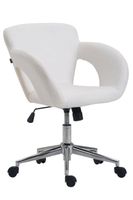 Fauteuil chaise de bureau en similicuir blanc avec accoudoirs hauteur réglable BUR10342