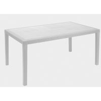 Table d'extérieur Imola - DMORA - Table rectangulaire fixe - Effet rotin - Blanc